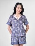  Bộ đồ ngủ Pijama lụa satin quần ngắn tay ngắn  -  1MNSA24107B 