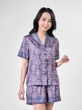  Bộ đồ ngủ Pijama lụa satin quần ngắn tay ngắn  -  1MNSA24107B 