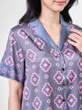  Bộ đồ ngủ Pijama lụa satin quần ngắn tay ngắn  -  1MNSA24107B 