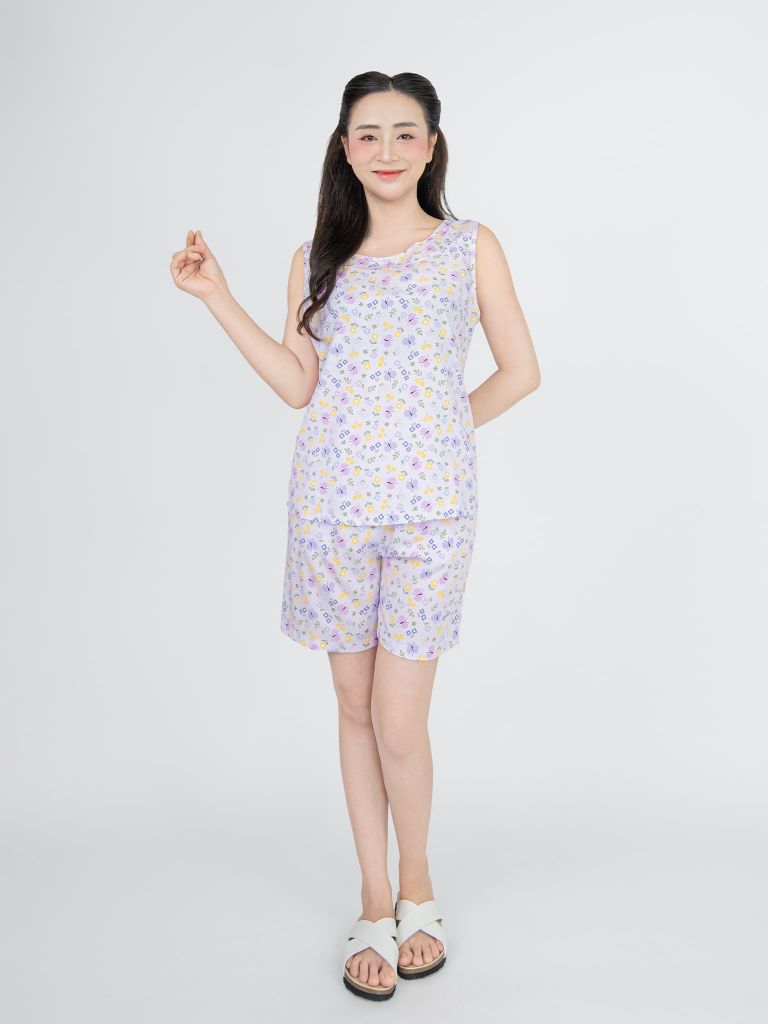 Bộ WONNER BY WINNY tole lanh quần ngắn không tay 2MNLA25077B