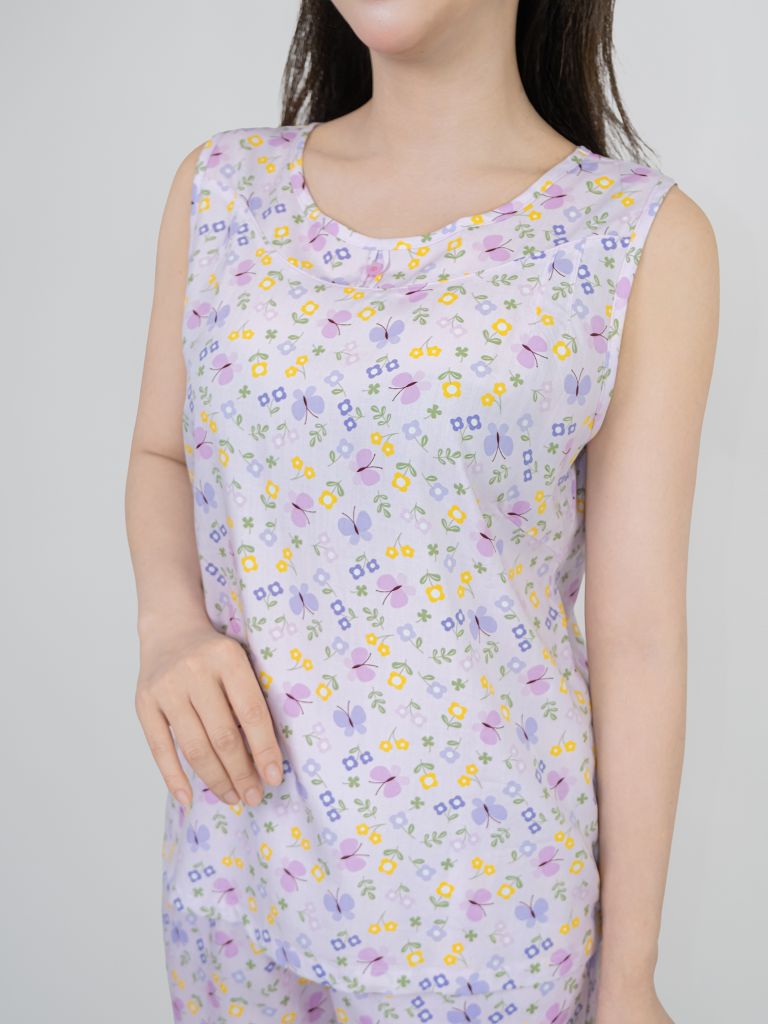 Bộ WONNER BY WINNY tole lanh quần ngắn không tay 2MNLA25077B