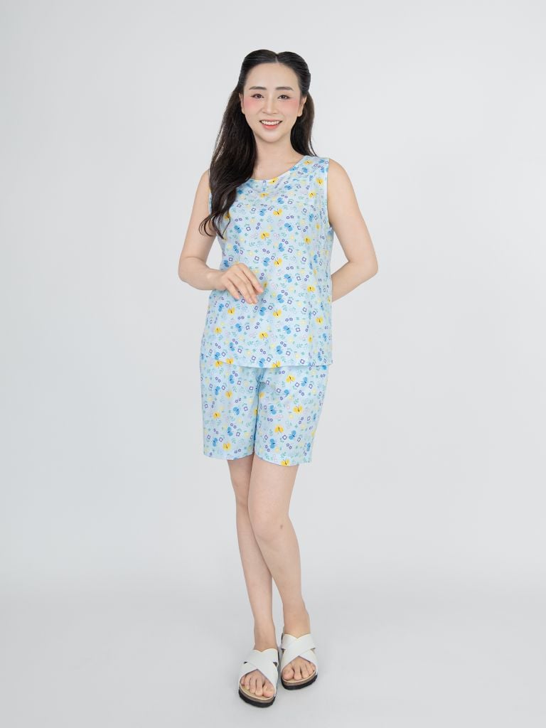 Bộ WONNER BY WINNY tole lanh quần ngắn không tay 2MNLA25077B