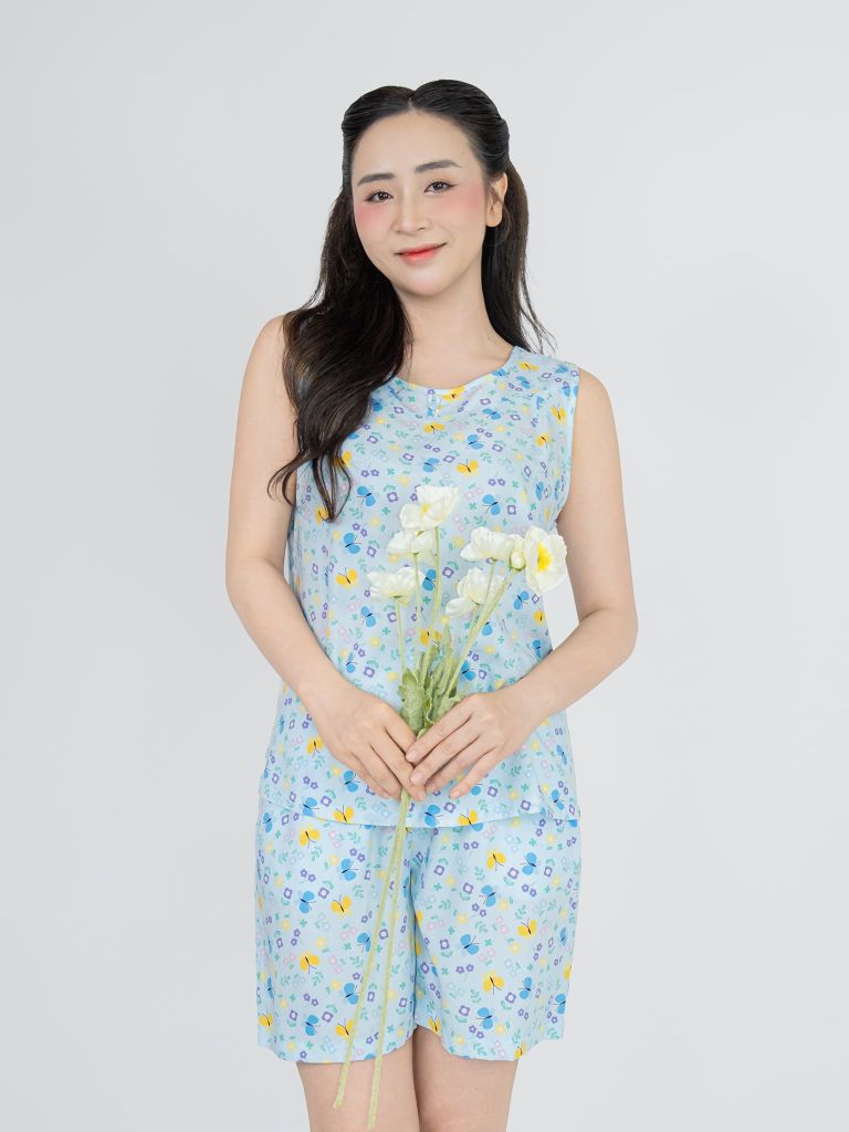 Bộ WONNER BY WINNY tole lanh quần ngắn không tay 2MNLA25077B