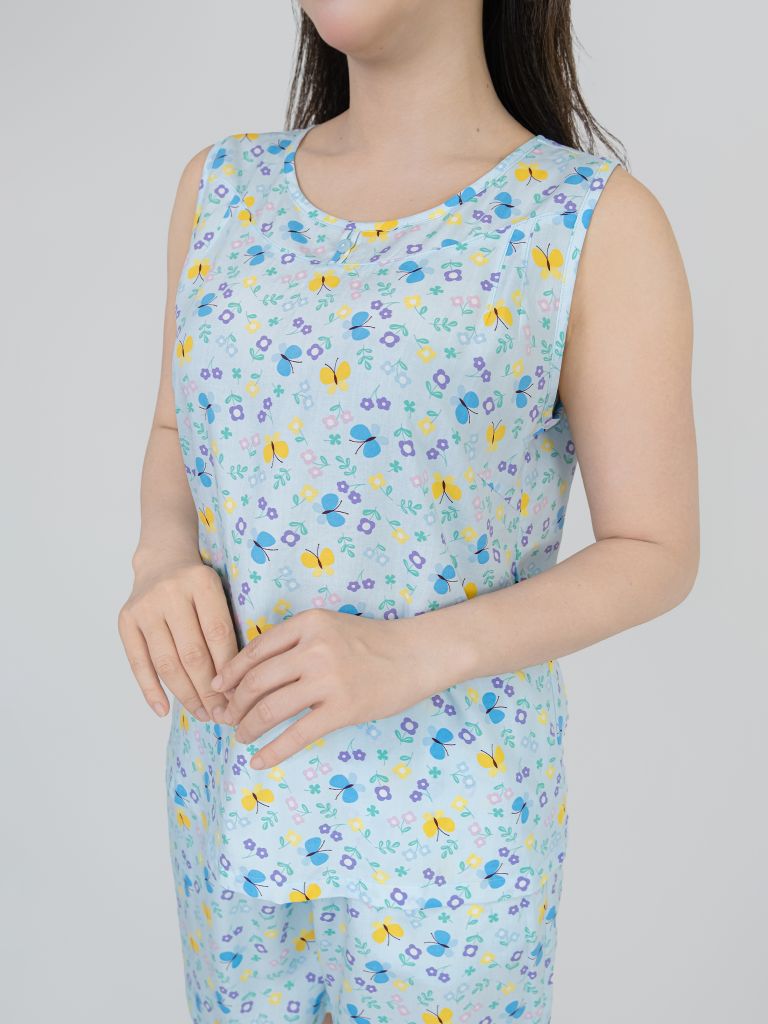 Bộ WONNER BY WINNY tole lanh quần ngắn không tay 2MNLA25077B