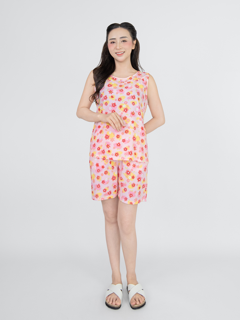Bộ WONNER BY WINNY tole lanh quần ngắn không tay 2MNLA25077B
