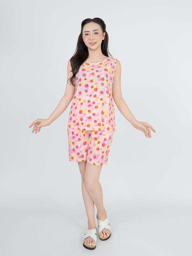 Bộ WONNER BY WINNY tole lanh quần ngắn không tay 2MNLA25077B