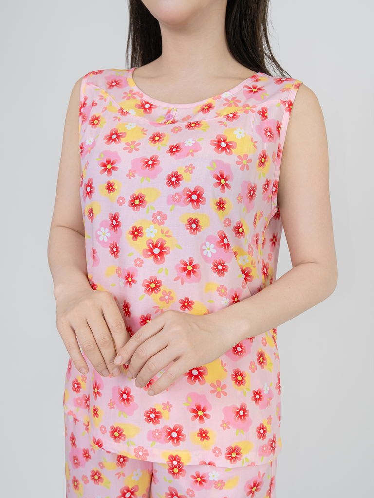 Bộ WONNER BY WINNY tole lanh quần ngắn không tay 2MNLA25077B
