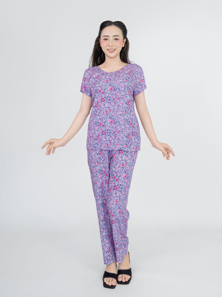 Bộ WONNER BY WINNY tole lanh quần dài tay ngắn 2MNLA25022D