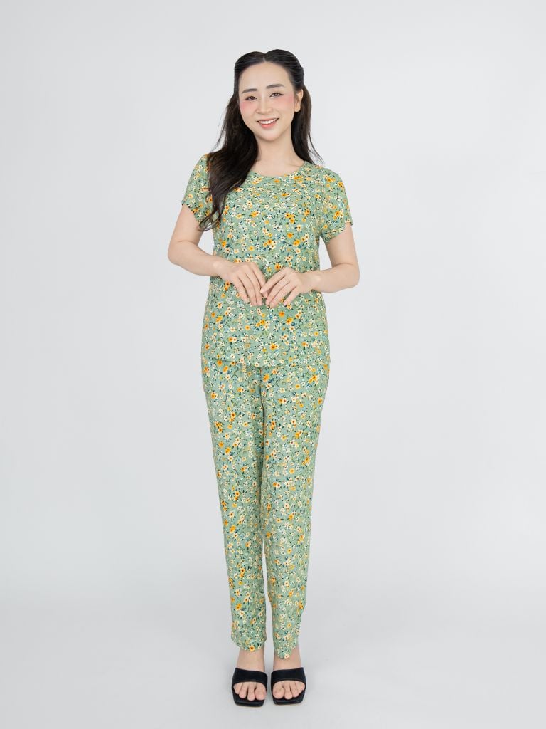Bộ WONNER BY WINNY tole lanh quần dài tay ngắn 2MNLA25022D