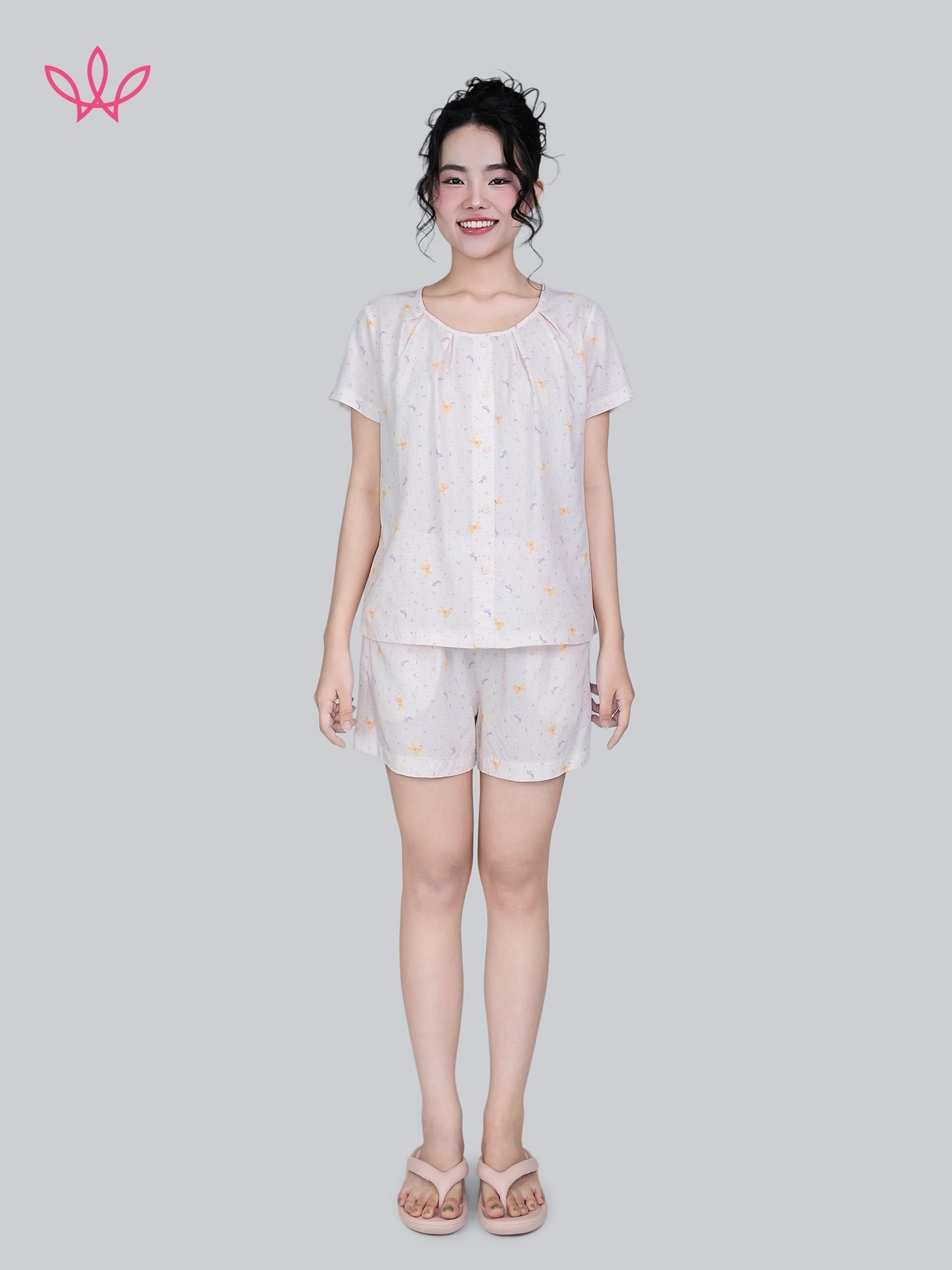 Bộ WONNER by WINNY mặc nhà tole lanh quần ngắn tay ngắn 2MNLA26013N