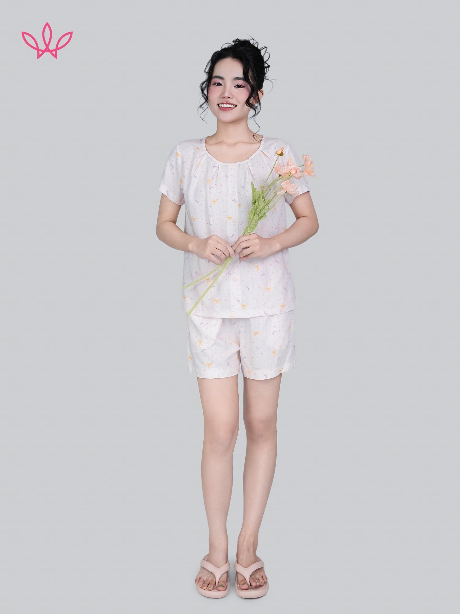 Bộ WONNER by WINNY mặc nhà tole lanh quần ngắn tay ngắn 2MNLA26013N