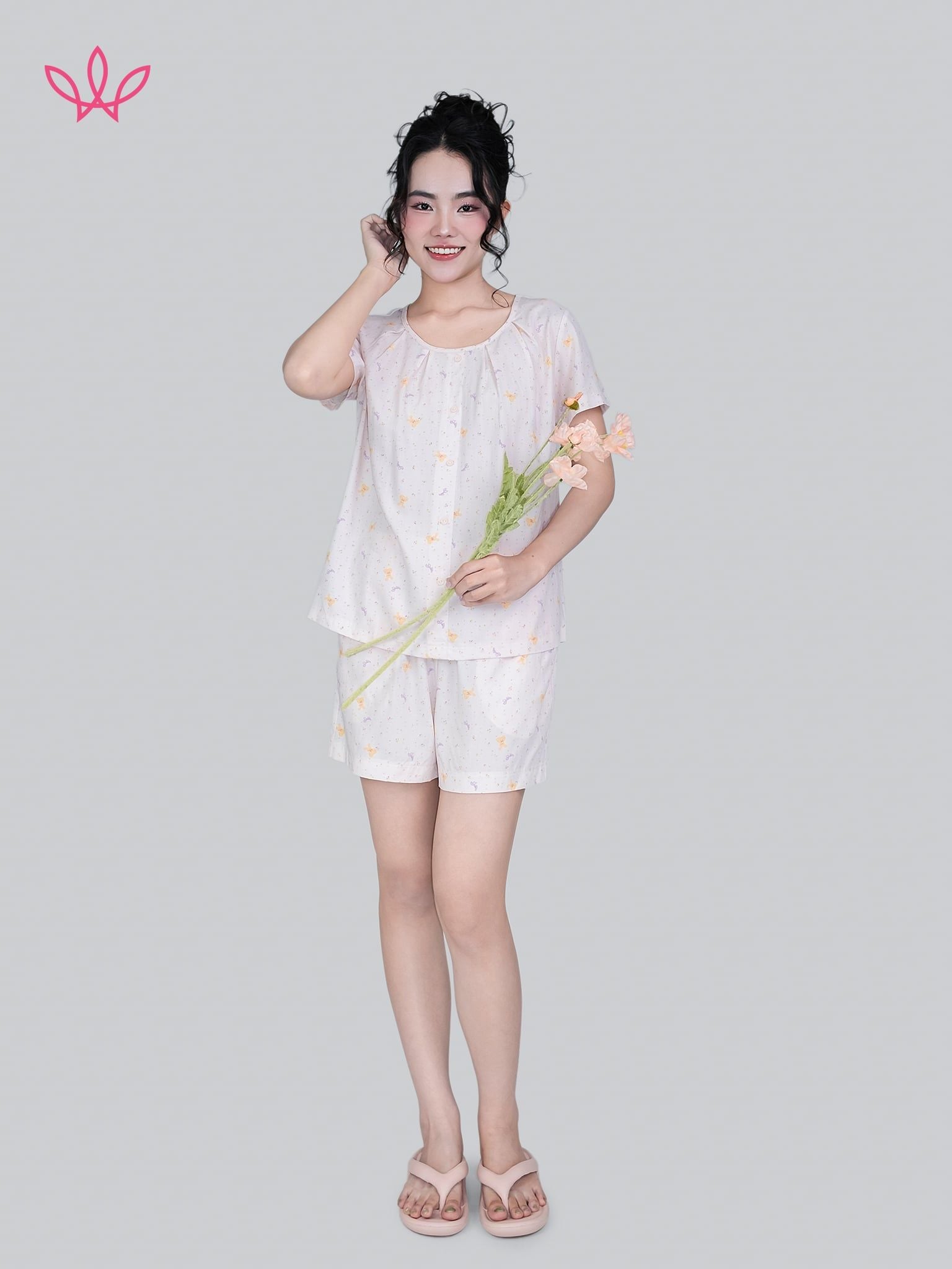Bộ WONNER by WINNY mặc nhà tole lanh quần ngắn tay ngắn 2MNLA26013N
