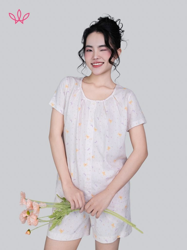 Bộ WONNER by WINNY mặc nhà tole lanh quần ngắn tay ngắn 2MNLA26013N