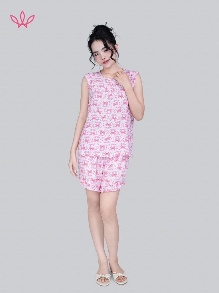 Bộ WONNER by WINNY mặc nhà tole lanh quần ngắn không tay 2MNLA26001N