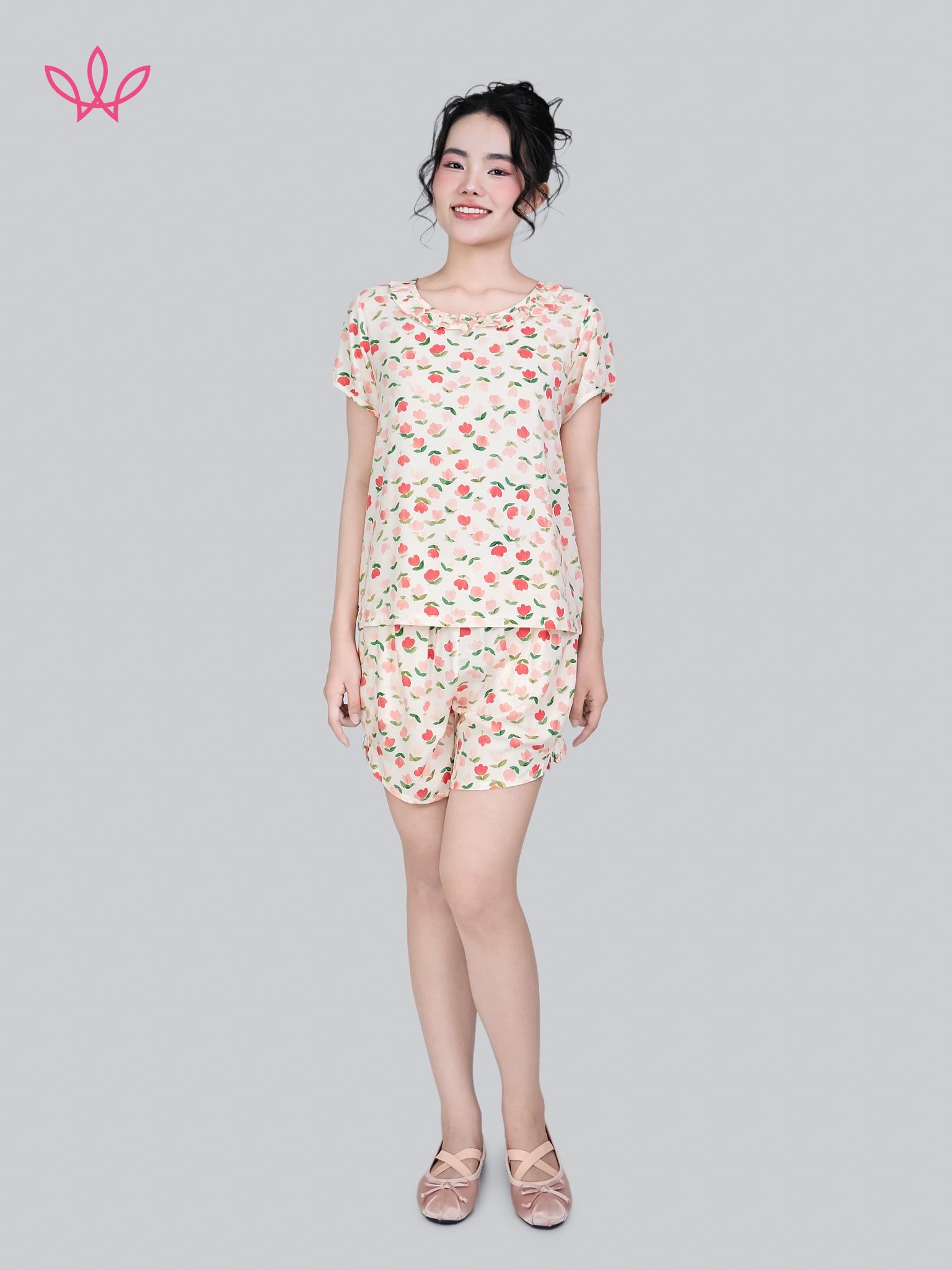 Bộ WONNER by WINNY mặc nhà tole lanh quần ngắn tay ngắn 2MNLA26015N