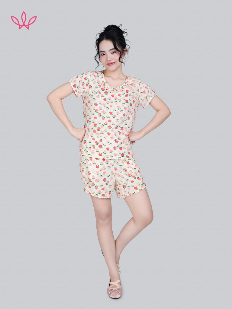 Bộ WONNER by WINNY mặc nhà tole lanh quần ngắn tay ngắn 2MNLA26015N