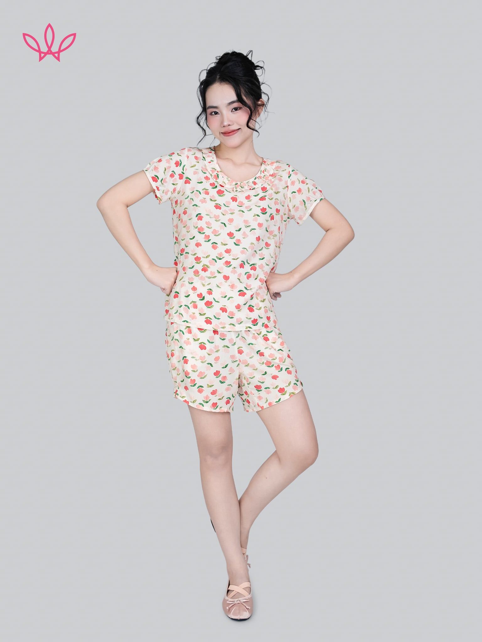 Bộ WONNER by WINNY mặc nhà tole lanh quần ngắn tay ngắn 2MNLA26015N