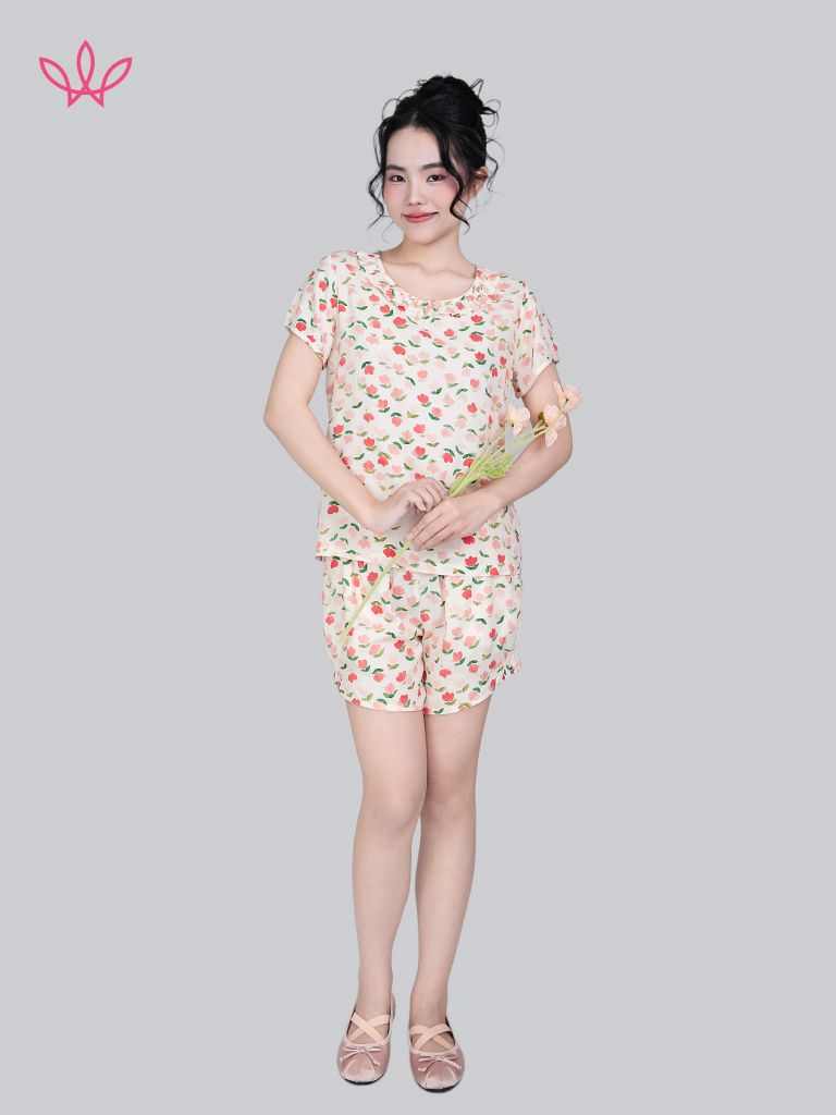 Bộ WONNER by WINNY mặc nhà tole lanh quần ngắn tay ngắn 2MNLA26015N