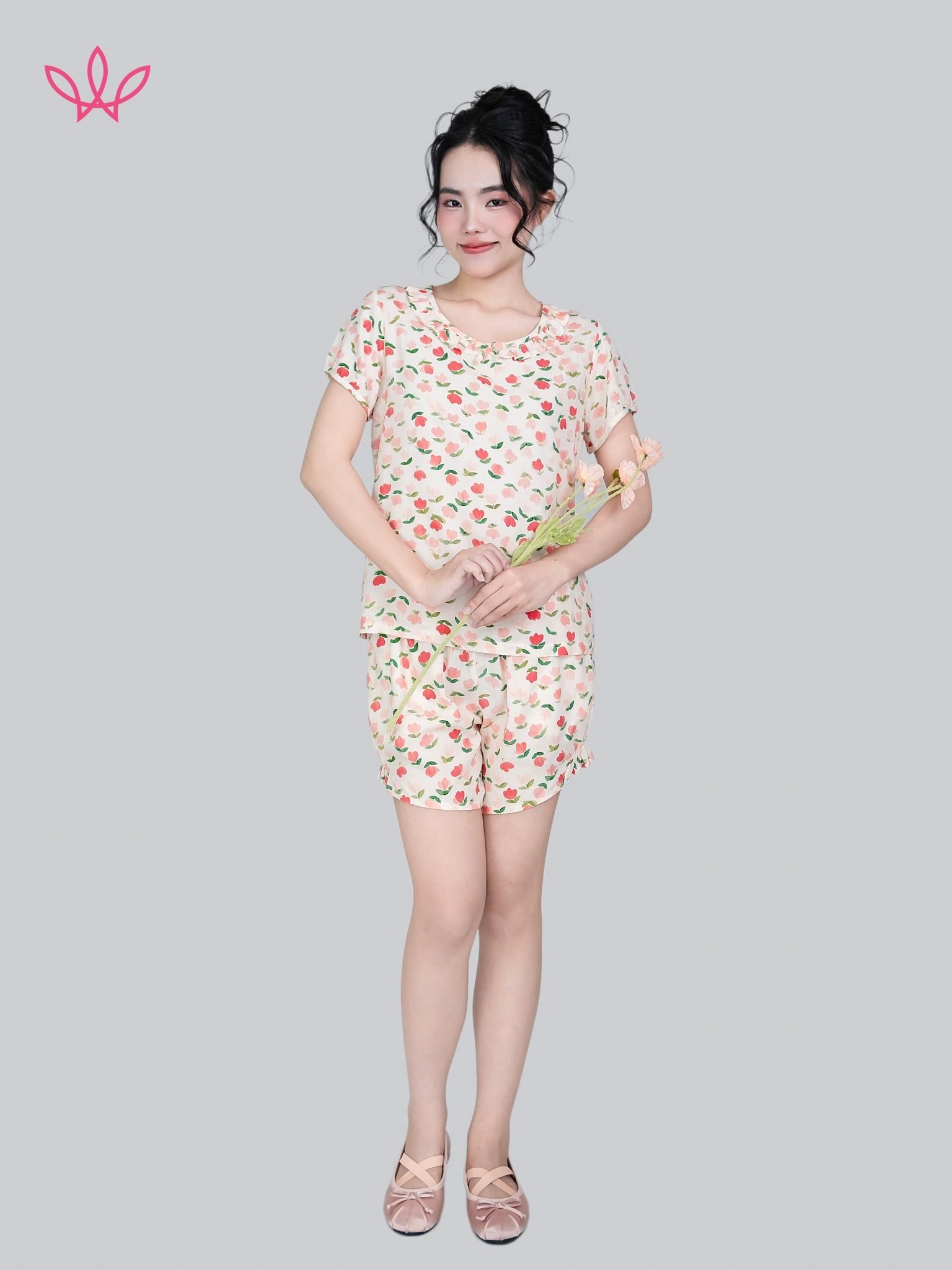 Bộ WONNER by WINNY mặc nhà tole lanh quần ngắn tay ngắn 2MNLA26015N
