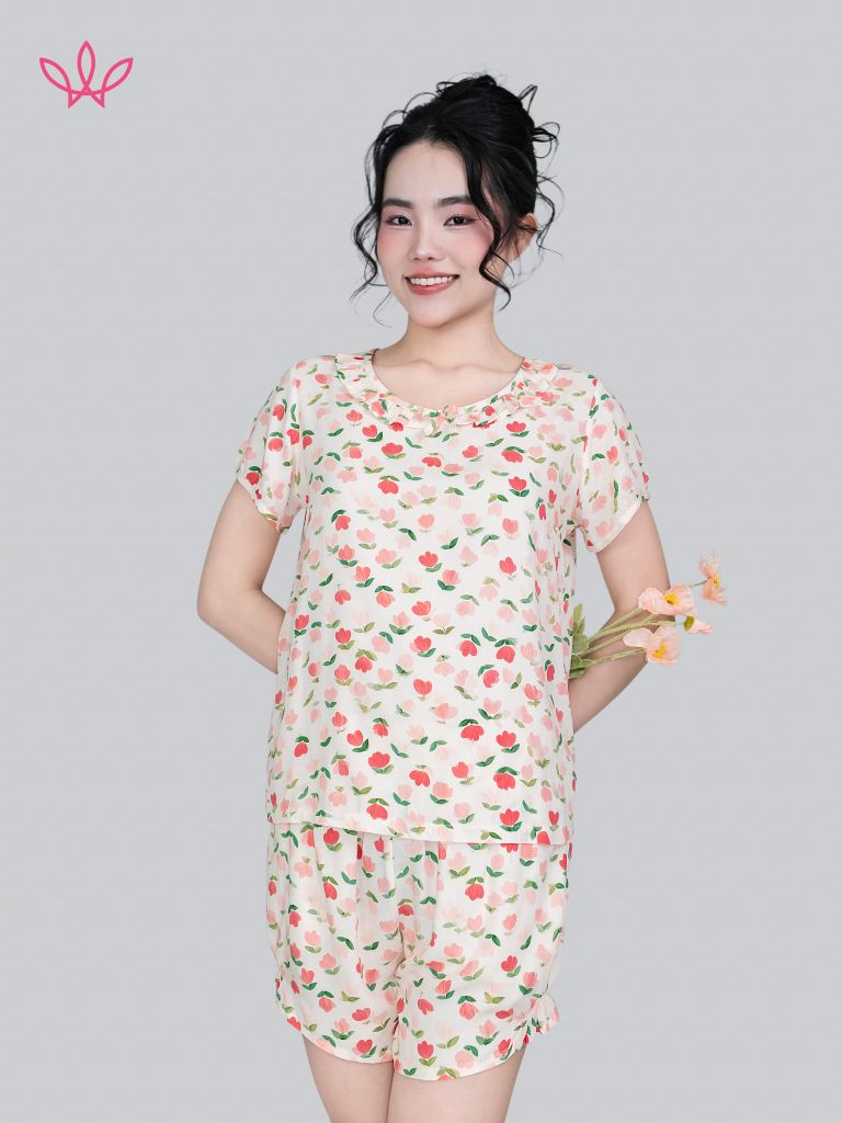 Bộ WONNER by WINNY mặc nhà tole lanh quần ngắn tay ngắn 2MNLA26015N
