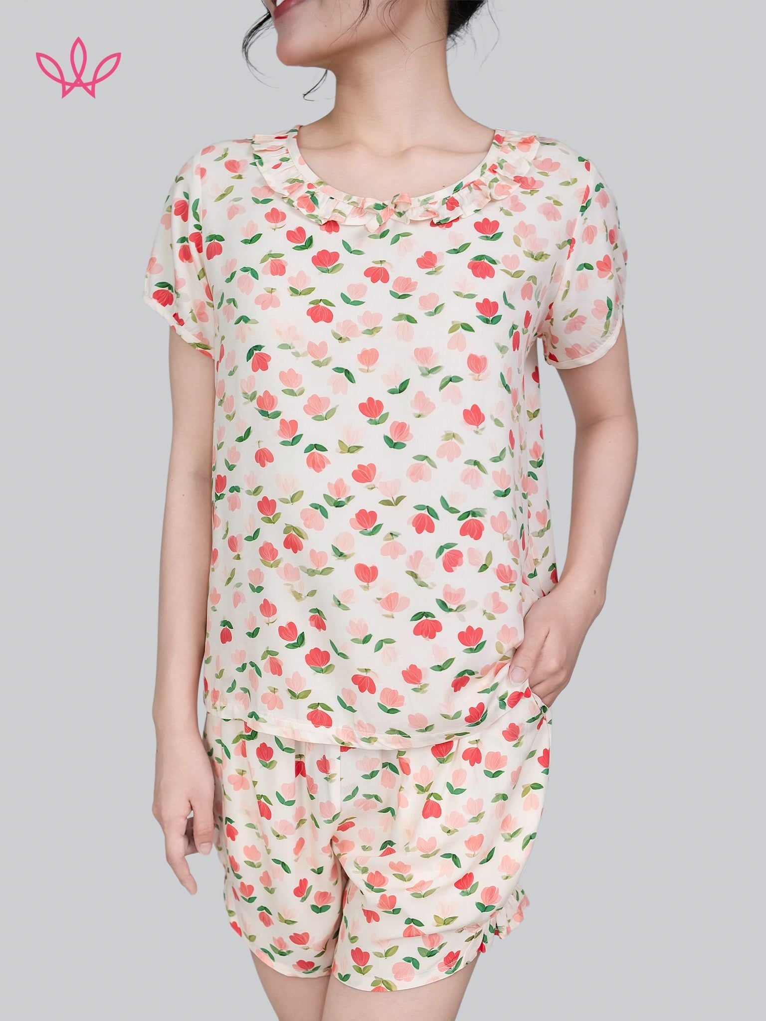 Bộ WONNER by WINNY mặc nhà tole lanh quần ngắn tay ngắn 2MNLA26015N