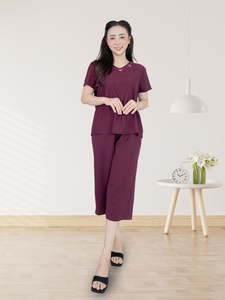 Bộ WONNER BY WINNY lụa gấm quần culottes tay ngắn 2MNLG26010C