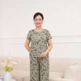  Bộ đồ mặc nhà trung niên Lanh quần lửng tay ngắn  -  2MNLA25023 