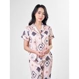  Bộ đồ ngủ Pijama lụa satin quần dài tay ngắn  -  1MNSA24101D 