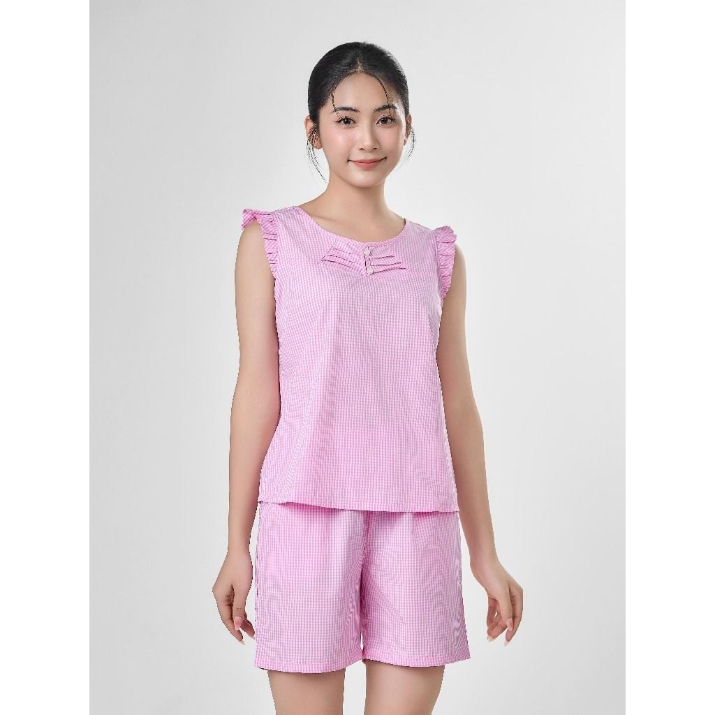Bộ đồ mặc nhà Woven quần ngắn không tay  -  1MNWO24123B