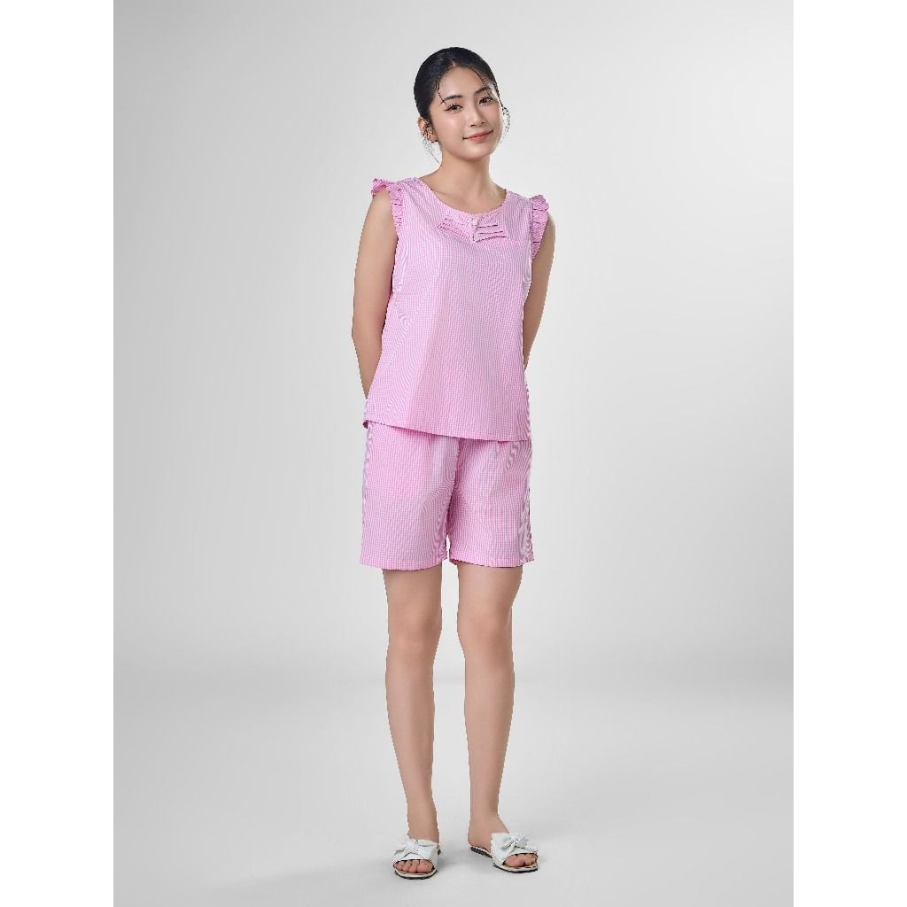 Bộ đồ mặc nhà Woven quần ngắn không tay  -  1MNWO24123B