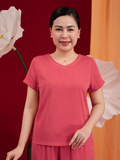  Bộ WONNER by WINNY mặc nhà lụa gấm quần dài tay ngắn màu hồng đào 2MNLG26009D 