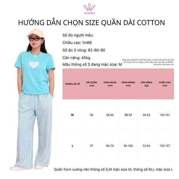 Quần WINNY cotton dài ống suông 1HQCT26003D
