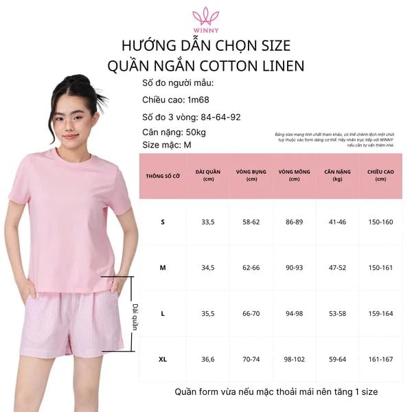 Quần WINNY cotton linen ngắn 1HQLN26003N