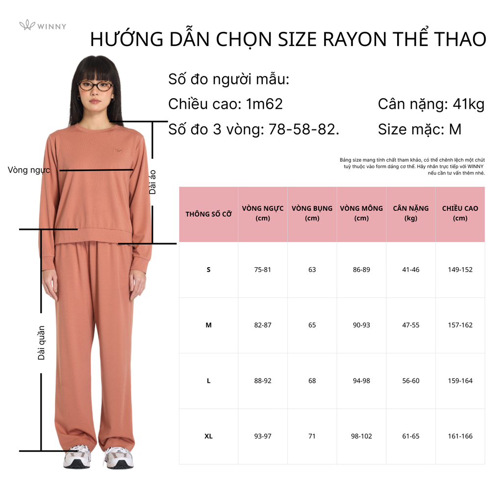 Bộ WINNY mặc nhà rayon spandex quần dài tay dài màu be nhạt 1MNRA25001D