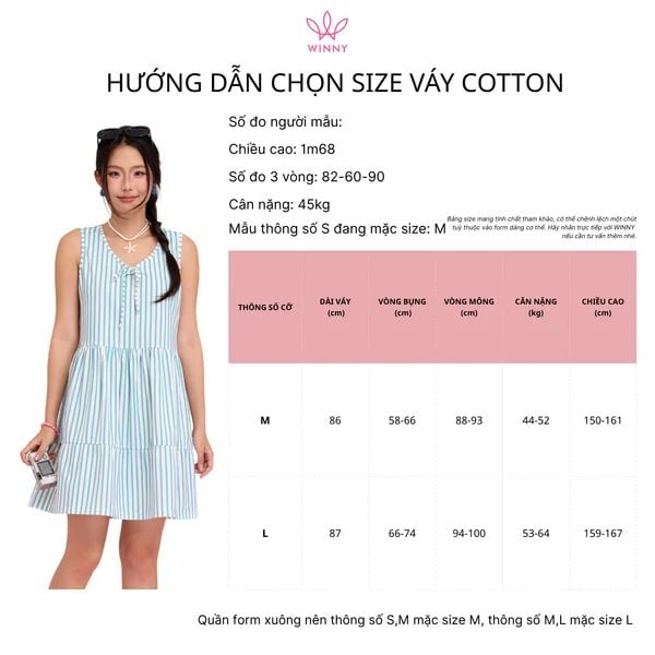 Váy  WINNY cotton lửng không tay 1HVCT26004N