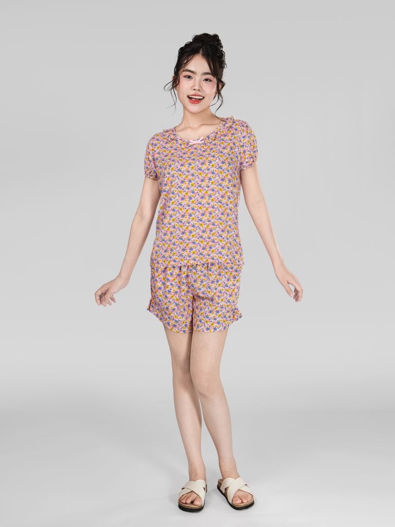 Bộ WONNER by WINNY mặc nhà tole lanh quần ngắn tay ngắn 2MNLA26015N