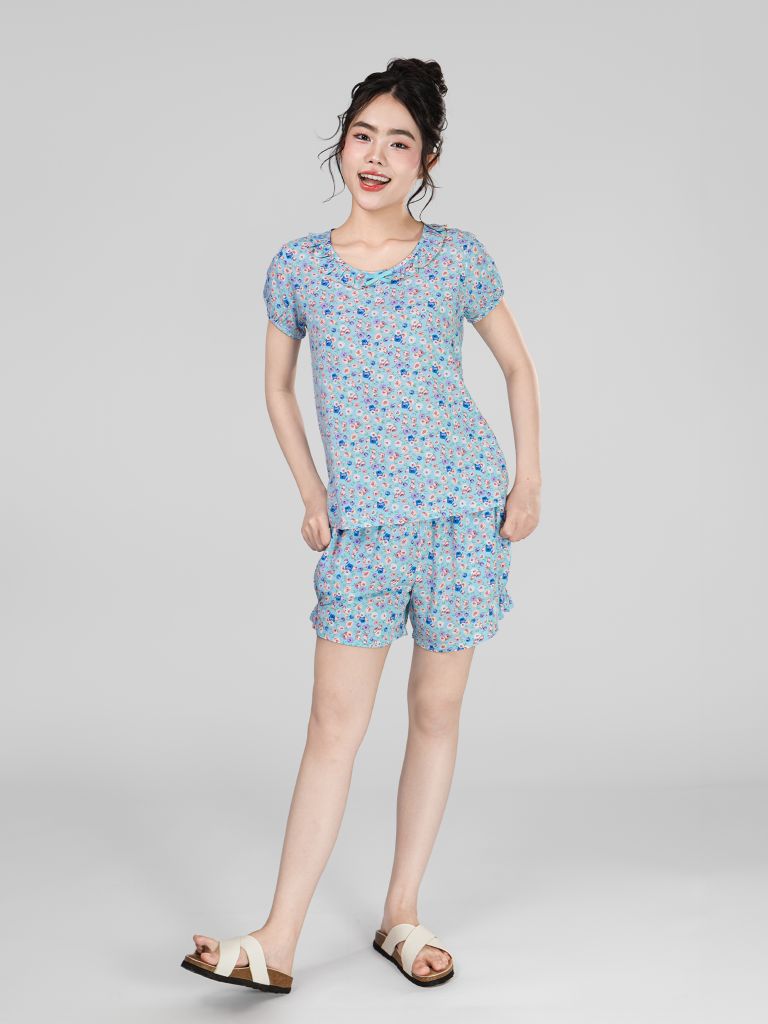 Bộ WONNER by WINNY mặc nhà tole lanh quần ngắn tay ngắn 2MNLA26015N