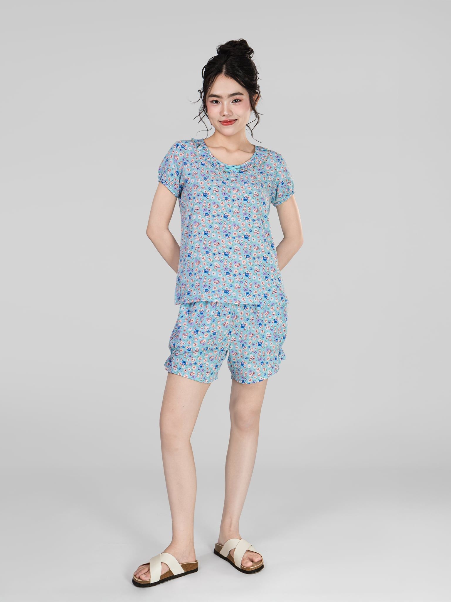 Bộ WONNER by WINNY mặc nhà tole lanh quần ngắn tay ngắn 2MNLA26015N