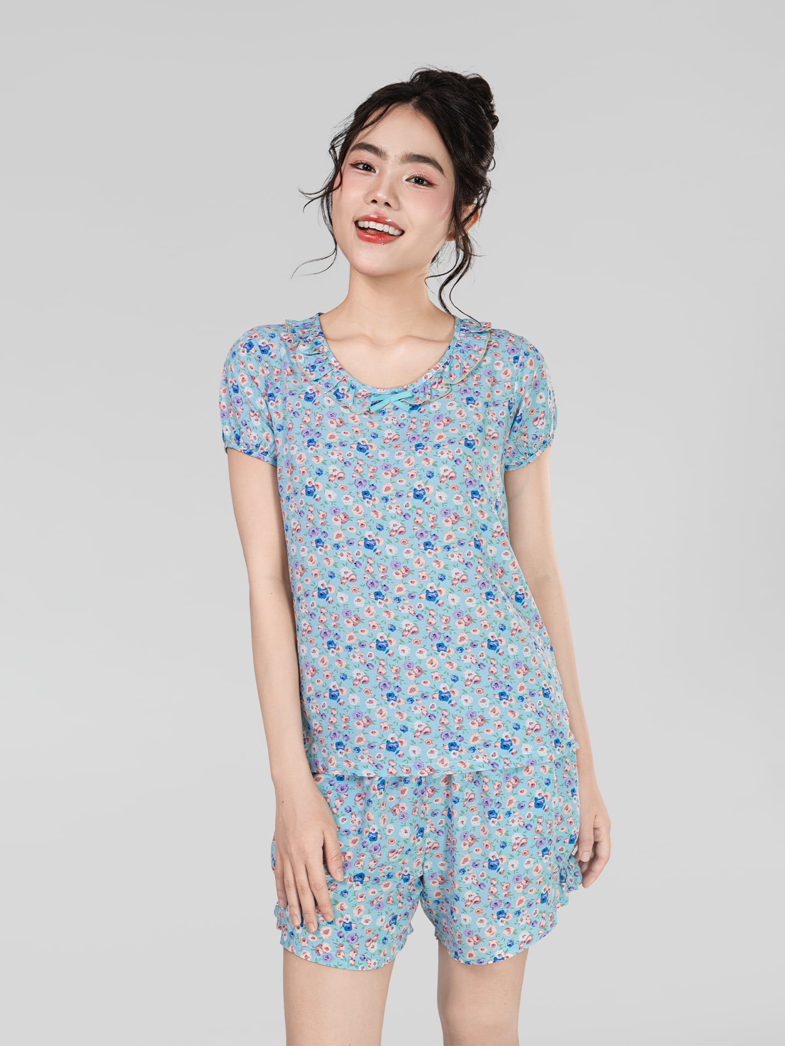 Bộ WONNER by WINNY mặc nhà tole lanh quần ngắn tay ngắn 2MNLA26015N