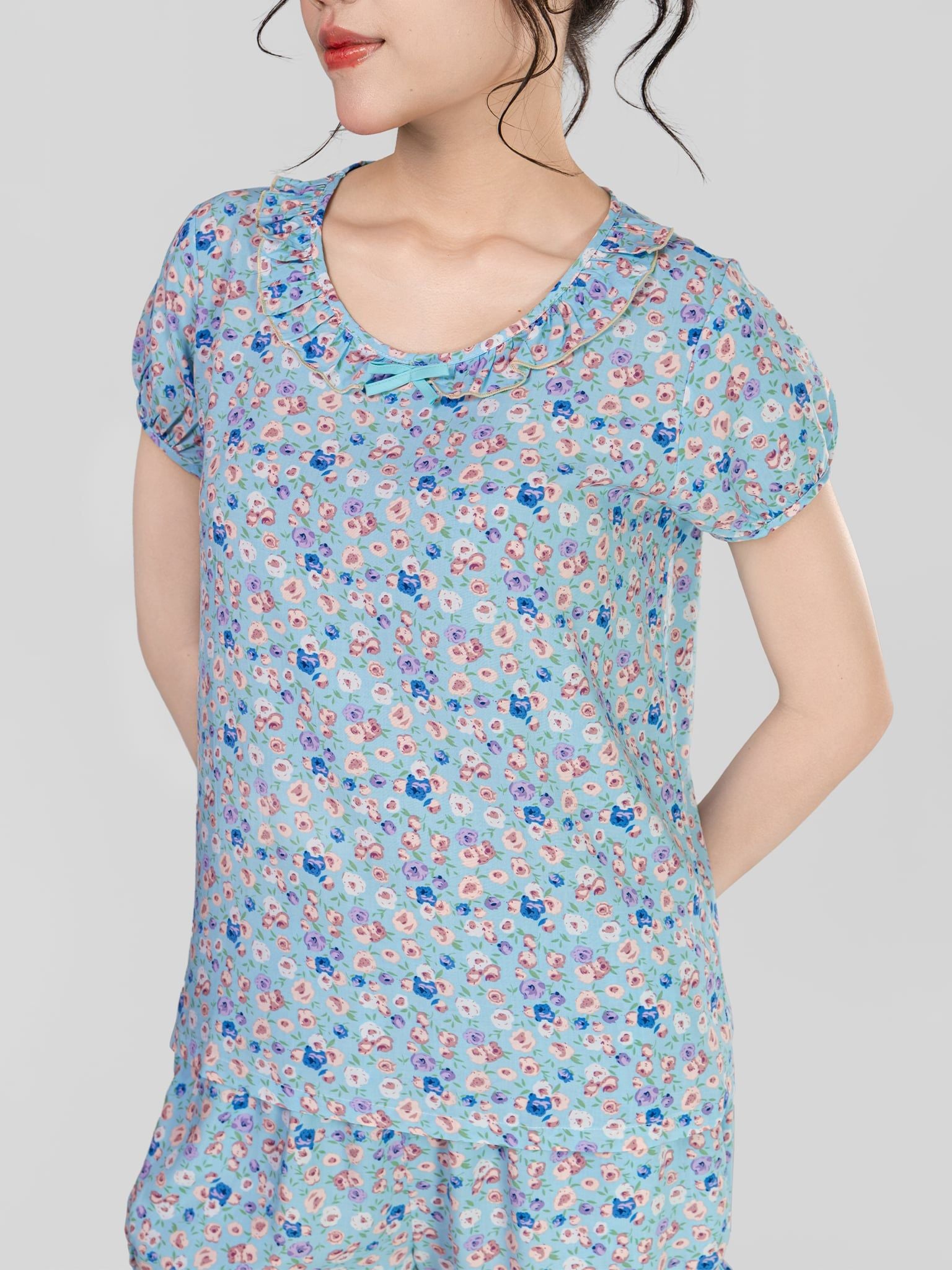 Bộ WONNER by WINNY mặc nhà tole lanh quần ngắn tay ngắn 2MNLA26015N