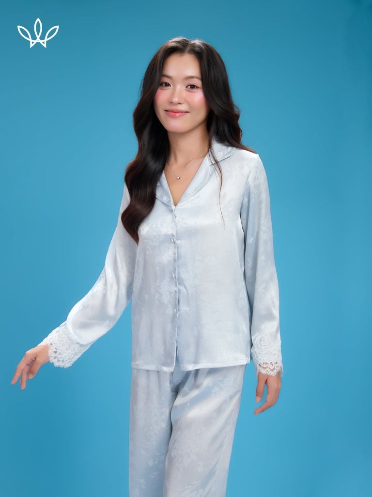 Bộ WINNY sateen pijama quần dài tay dài 1MNSA26003D