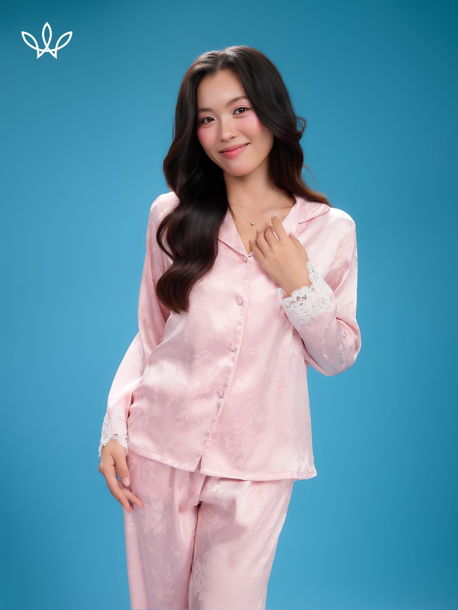 Bộ WINNY sateen pijama quần dài tay dài 1MNSA26003D