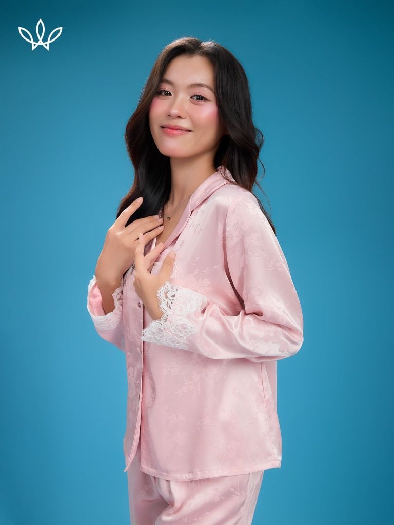 Bộ WINNY sateen pijama quần dài tay dài 1MNSA26003D