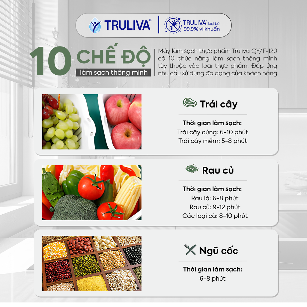 Máy làm sạch thực phẩm và rau củ quả Truliva QY/F-I20