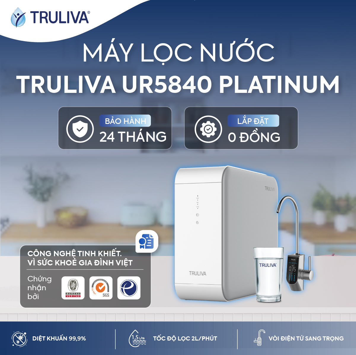 Máy Lọc Nước Âm Tủ Bếp Truliva UR5840
