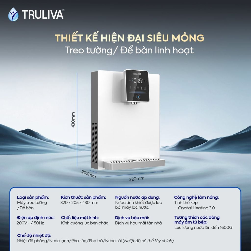 Máy Lọc Nước Nóng Lạnh Treo Tường Truliva W6412