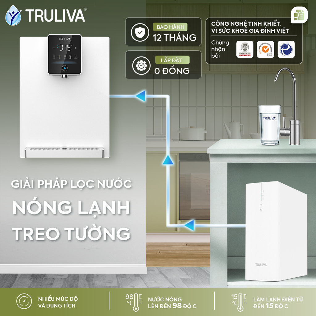 Máy Lọc Nước Nóng Lạnh Treo Tường Truliva W6412