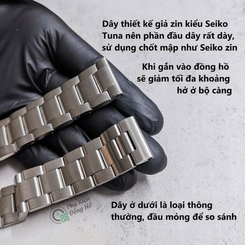  Dây thép linh kiện kiểu giả zin Seiko Tuna loại tốt đầu thẳng gắn được nhiều loại đồng hồ size 22mm 