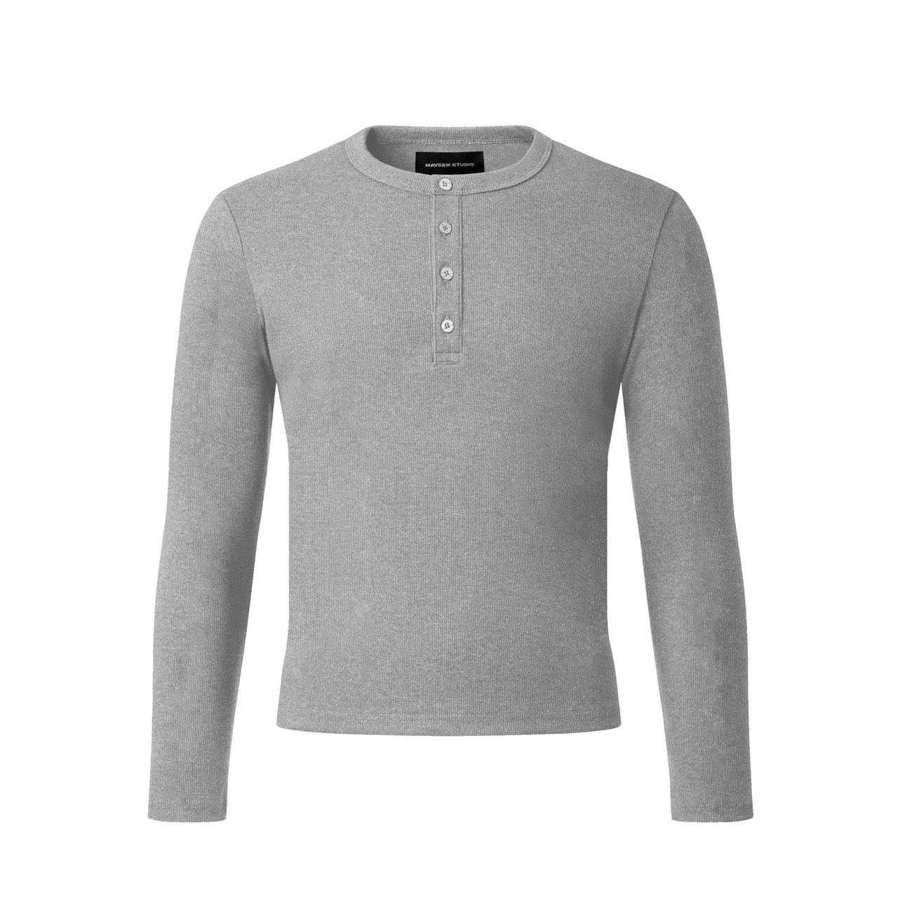  MAVERIK® BUTTON RIB SLIM FIT LONGSLEEVE T-SHIRT ( GREY ) 