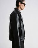  MAVERIK® SECOND SKIN LEATHER TRUCKER JACKET ( OBSIDIAN BLACK ) 